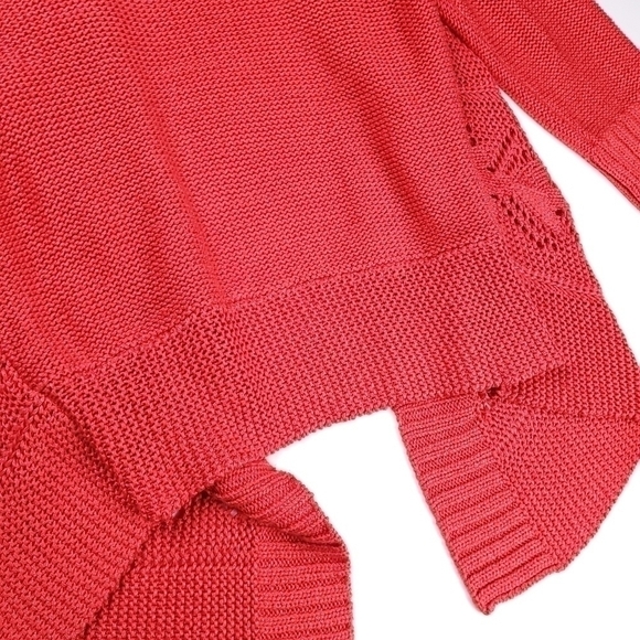 Chicos Red Coral Open Knit Cardigan Sz 1 (U.S. Med / 8) - Picture 14 of 14